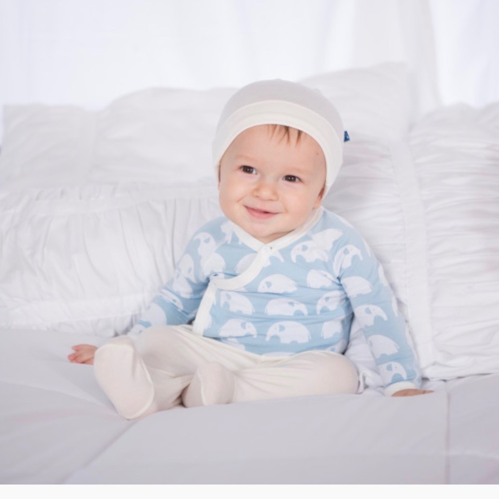Elephant print super soft Kickee Pants outfit 0-3M